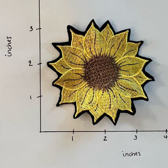 Boho Sunflower 3 Inch Embroidered Patch - Picture 2 of 3